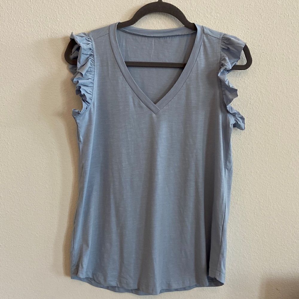 Tank top NWOT light blue with ruffles sleeves size small